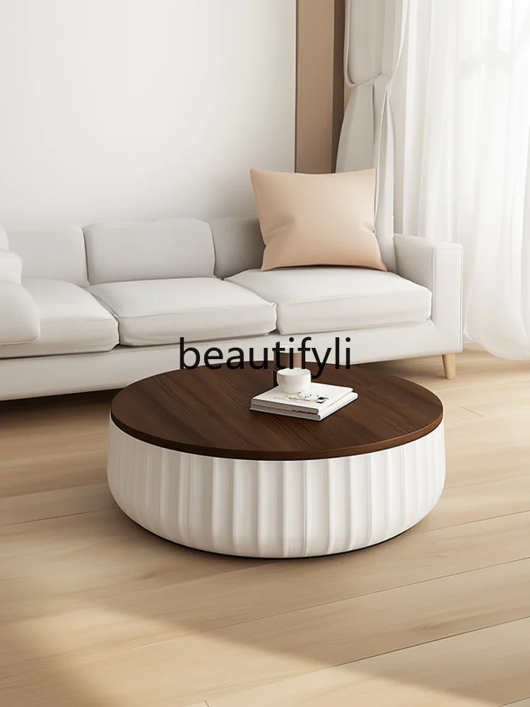 

A15 Italian round solid wood modern simple home living room coffee table table