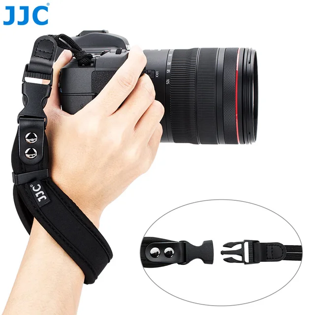 JJC Pasek na rękę do lustrzanek cyfrowych z regulacją i szybkim zwalnianiem, neoprenowy, do Sony A7 V A7V A7M5 Canon Nikon Fujifilm Olympus