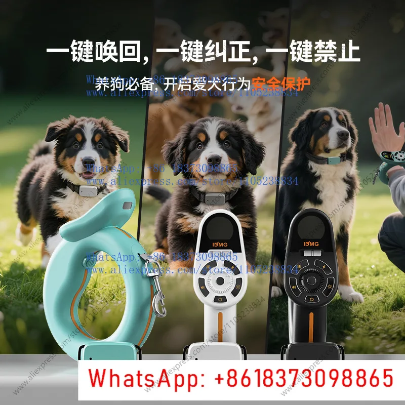 Smart training traction ring, human pet interaction 1000m remote control one to two intelligent telescopic traction rope