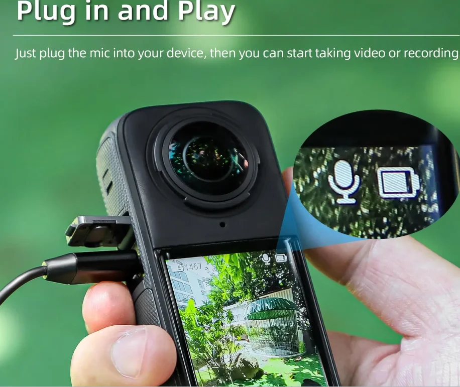 Micrófono Lavalier Sunnylife para Insta360 X4, accesorios, cámara deportiva panorámica, micrófono de grabación, interfaz tipo C, Collar de luz