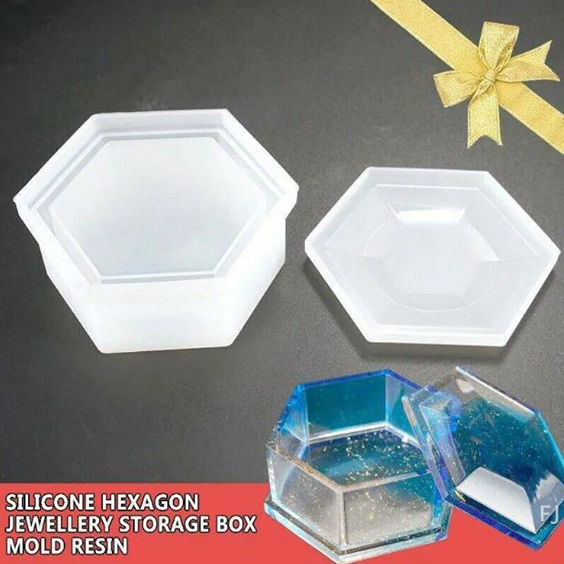 

[YU]Silicone Hexagon Jewellery Storage Box Mold Resin Casting Mould DIY Craft