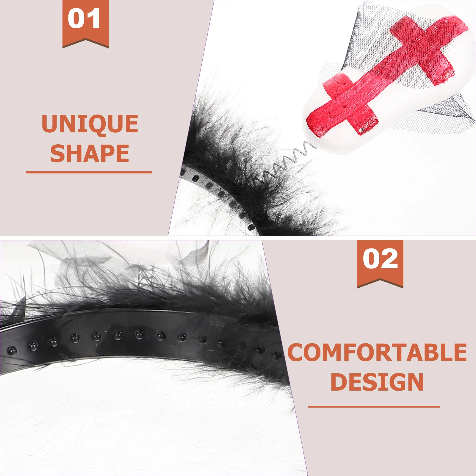 

2 Pcs Halloween Tombstone Headb s Black Red Fabric Plastic Safe Durable Hair Accessories Costumes Props