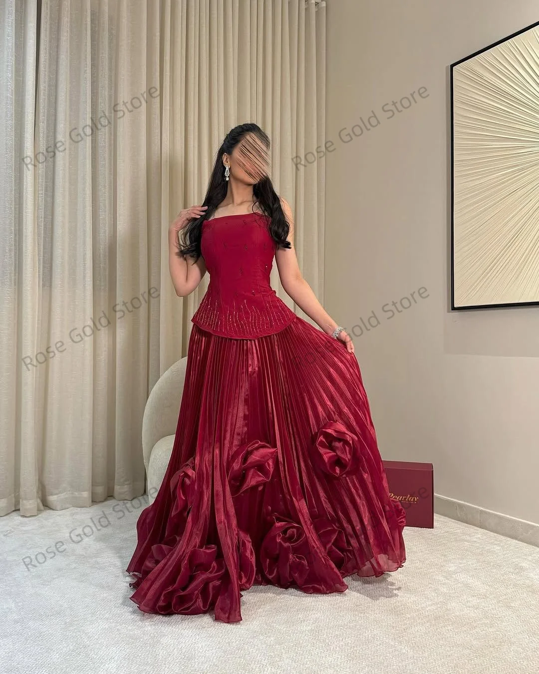 Strapless dames avondjurk voor Arabisch op maat gemaakte kralen vestidos de noche vlek mouwloze formele galajurken