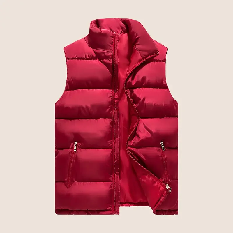 Frauen Weste Parkas Ärmellose Feste Jacken Zipper Splice Dicke Westen Taschen Stehkragen Mäntel Warme Elegante Dame Herbst Winter