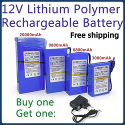 NEW DC 12 V 20000 mAh Li-lon DC12V Super Rechargeable Battery + AC Charger + explosion-proof switch US/EU Plug