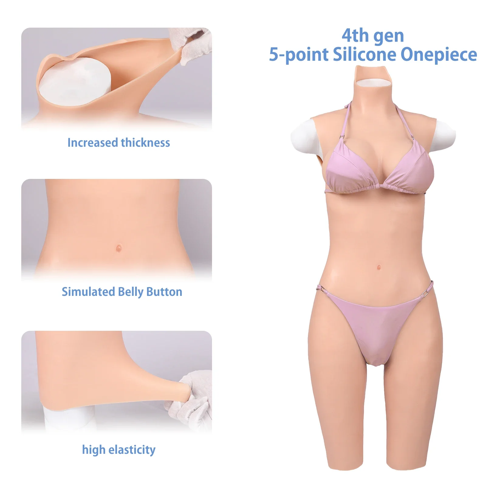 KUMIHO 4TH GEN D/G Cup One Piece Sissy Fake Vagina Silicone Bodysuit Breast Forms Drag Queen Cosplay Sexy Bodysuit Crossdresser