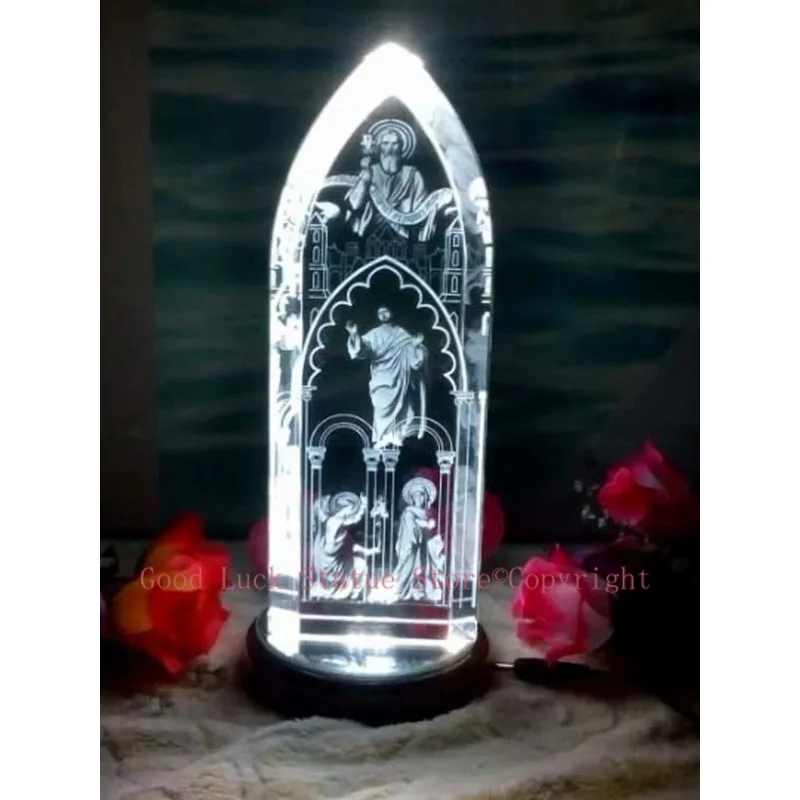 

GOOD LUCK -22CM LARGE best gift present Religious Jesus Christ Advent Holy Father the Virgin Mary 3D Crystal Image statue