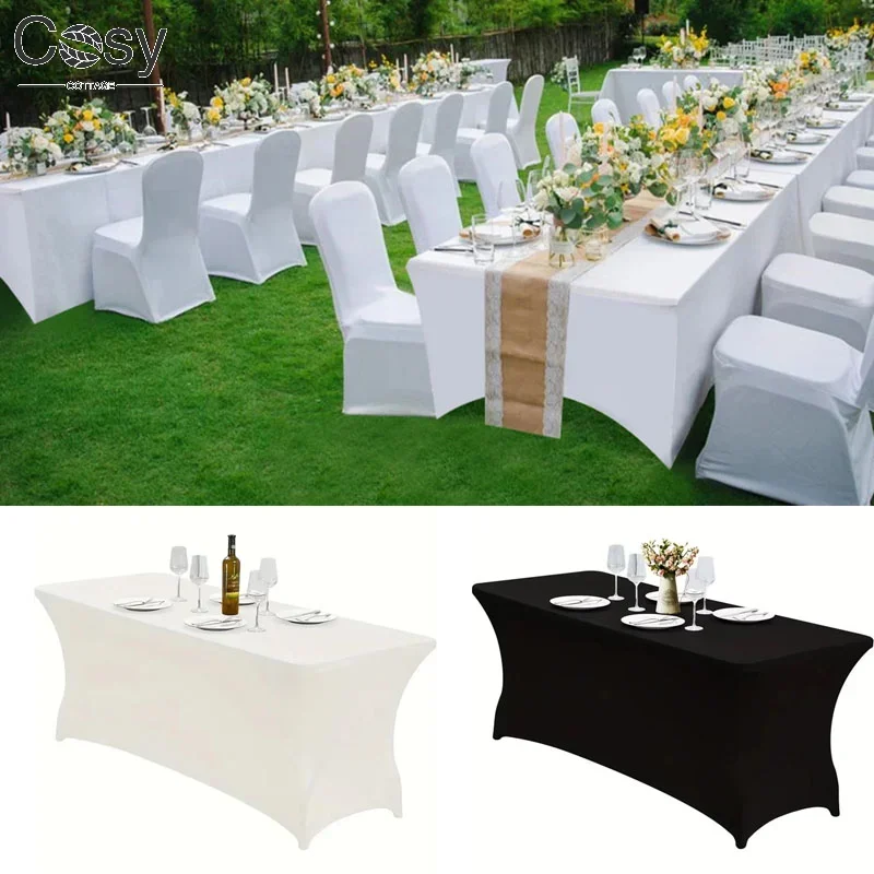 4/6-Foot Elastic Black Tablecloth Rectangular And Folding Tablecloths Elastic Suitable For 8Foot Anti-Wrinkle Tablecloth Parties
