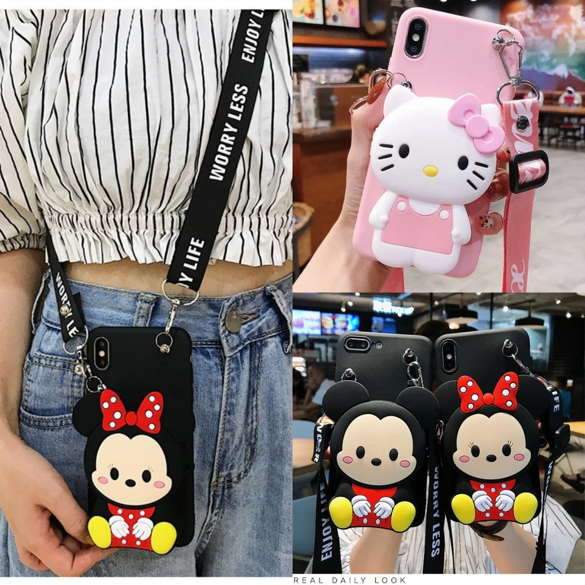 3D Cartoon Kitty Wallet Phone Case For Samsung Galaxy A05s A04 A03 A02 A01 A70 A50s A30 A20 A10 A04e With Lanyard Strap Cover