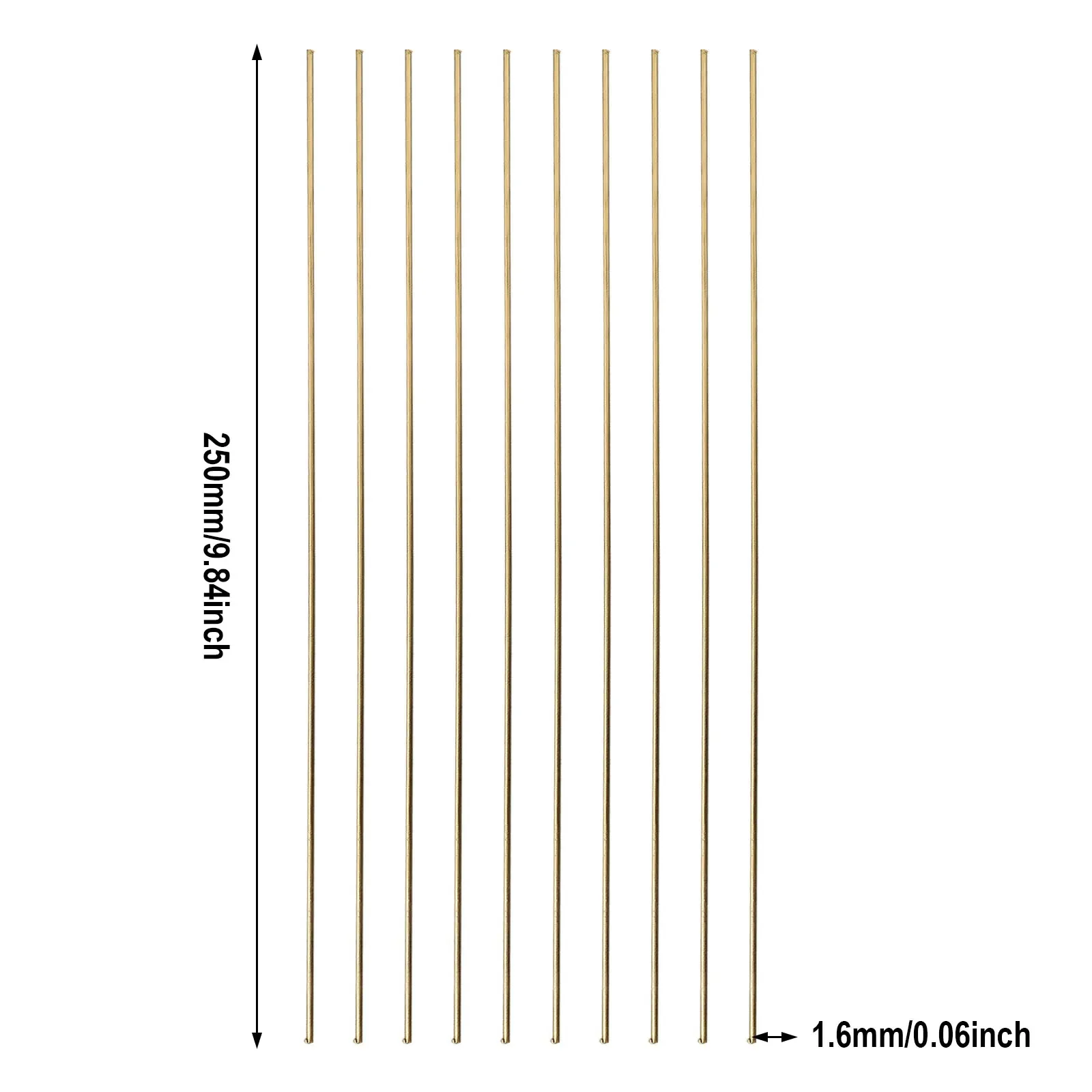 Alambre de soldadura de electrodo de cobre de 10 piezas, varilla de soldadura de latón de 1,6x250mm, baja temperatura, barra de soldadura de fusión fácil para herramienta de reparación de soldadura