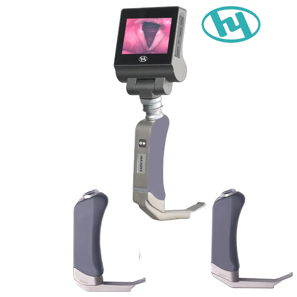 

Portable Video Laryngoscope Reusable Set with HD Electronical Endoscope Camera and Monitor for 2 blades