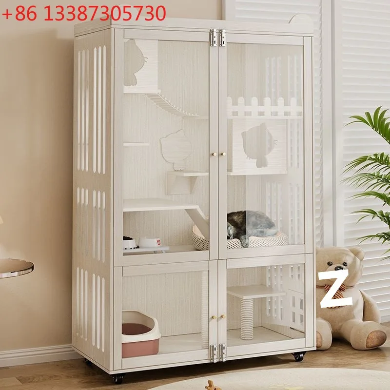 

Кошачья вилла для дома из цельного дерева, большое пространство, водонепроницаемая, роскошная клетка для кошек