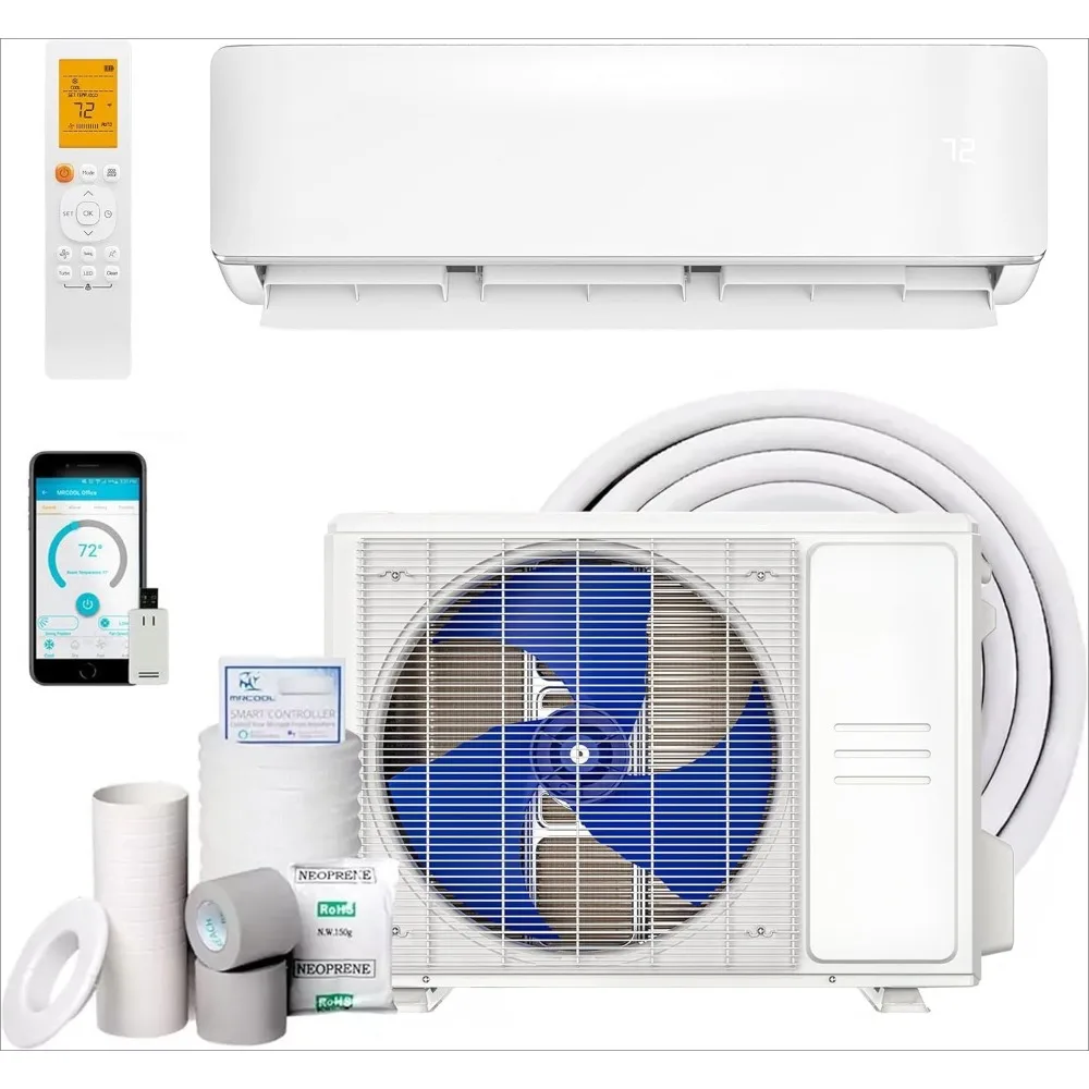 Mini sistema de bomba de calor y aire acondicionado dividido con inversor sin conductos de 9000 BTU y 115 V, serie Advantage de 4. a generación, unidad de acceso montada en la pared con