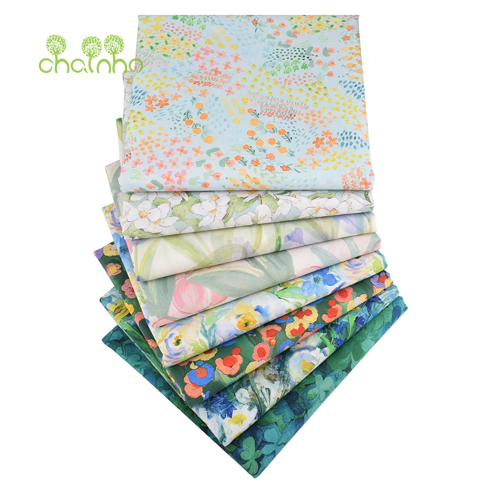

Chainho,Printed Plain Weave Poplin Cotton Fabric,DIY Sewing Quilting Material,Patchwork Cloth,Floral Series,3 Sizes,15PC205