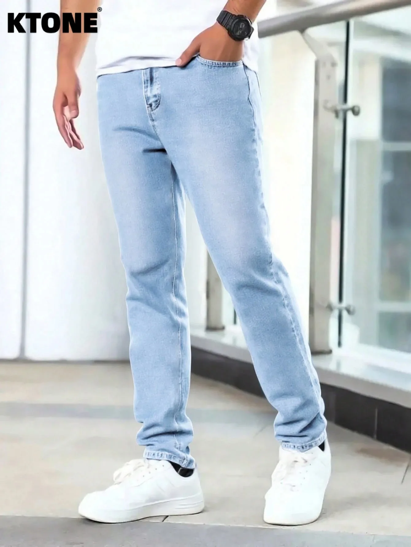 

Light Retro Men's Slim Jeans Pant for Dating Drip. No accessories or belts included.