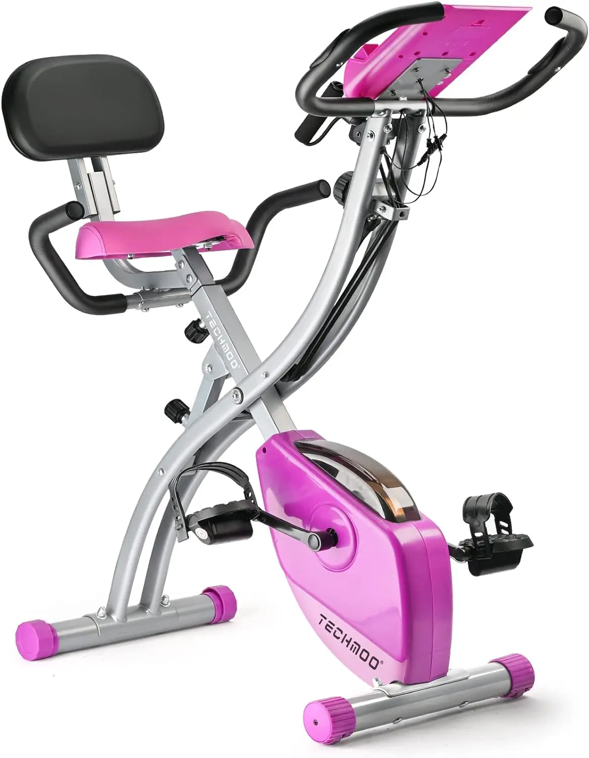 Bicicleta de ejercicio plegable portátil para interiores, bicicleta estática, reclinable, con respaldo ajustable, para entrenamiento, Cardio y Fitness