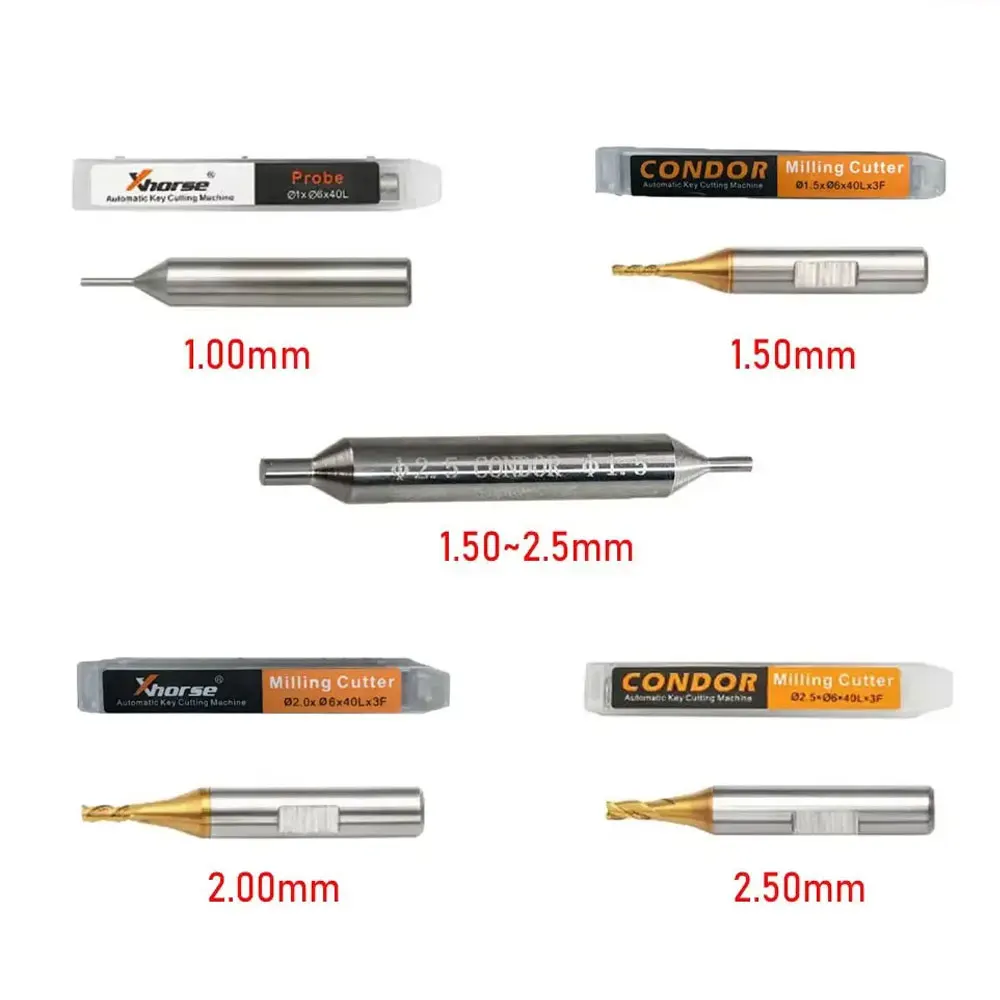 

Зонд фрезы 1,0 мм 1,5 мм 2,0 мм 2,5 мм для станка для резки ключей Xhorse CONDOR XC MINI Plus Dolphin XP-005 Dolphin XP-007