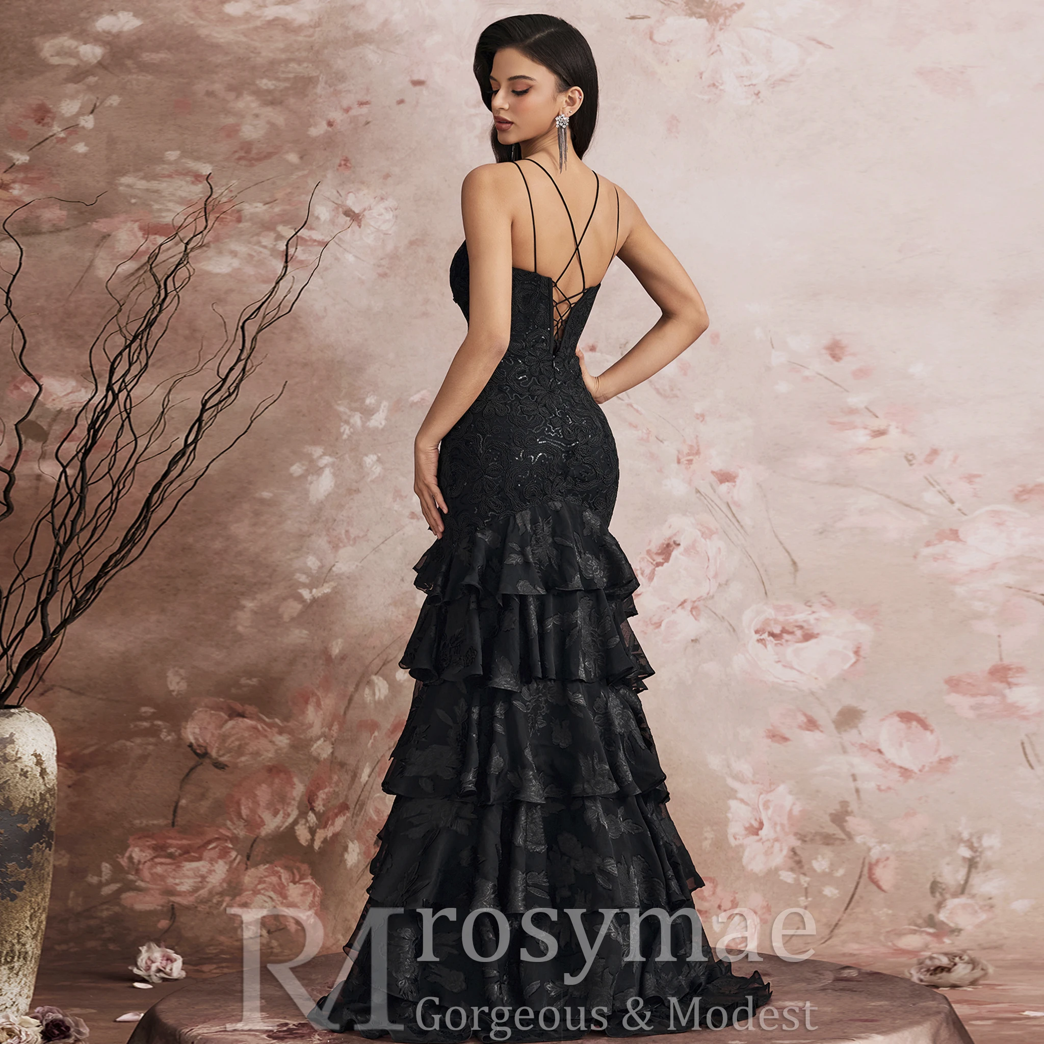 로지메 럭셔리 브이넥 케이크 드레스 럭셔리 스팽글 슬릿 포멀 이브닝 드레스 우아한 슬릿 머메이드 맥시 파티 칵테일 가운