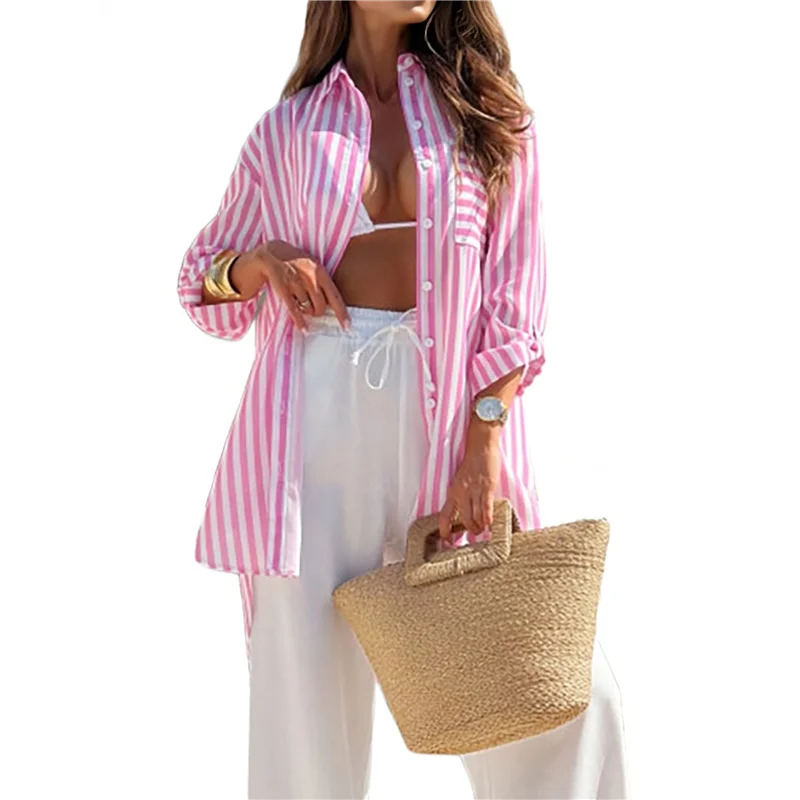 

CGS-Women's Button Down Shirts Casual Long Sleeve Boyfriend Loose Collared Blouses Tops