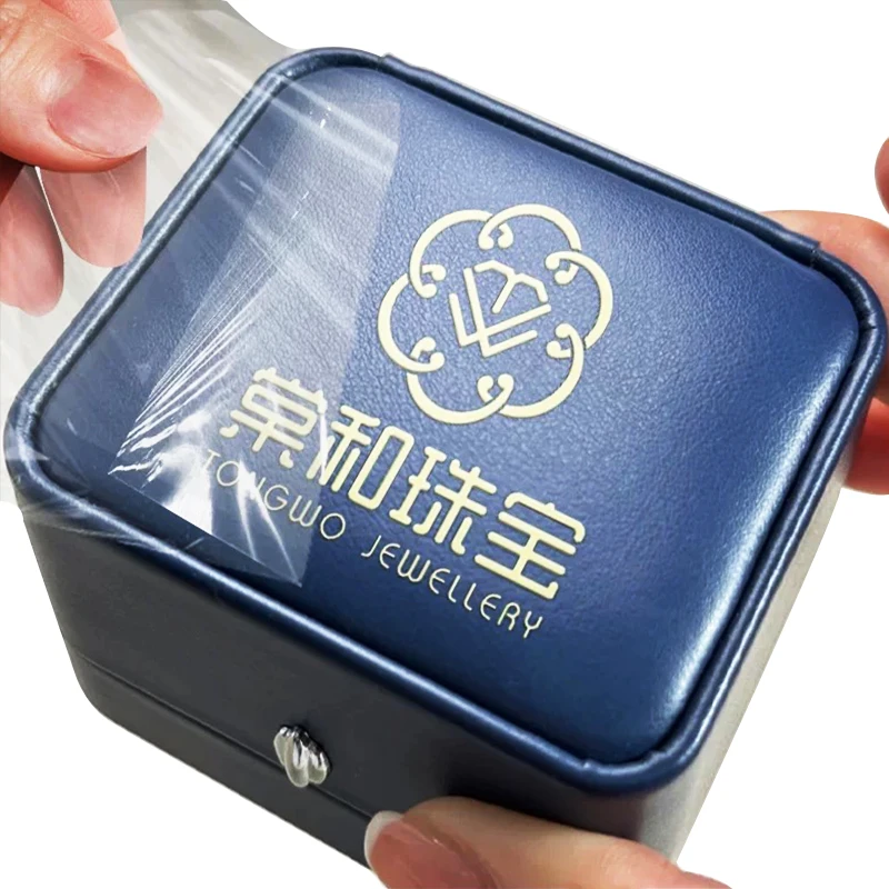 

50pcs Custom Transfer Sticker on Leather Jewelry Box with Personal Design, UV Print Label on Kraft Cardboard Box