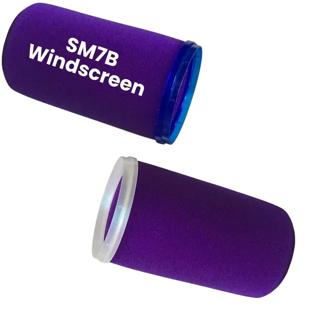 Violet Foam Mic Windscreen With Blue and Multicolor Retaining Ring Provides Professional Fit for SM7B and SM7dB Microphones