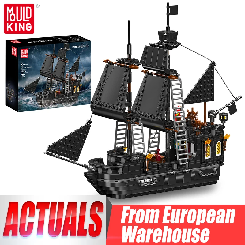Stampo Re 10195 Nave Pirata Giocattoli La Perla Nera Nave Pirata Building Block Modello di Nave Set di Mattoni Regalo Di Natale Per Bambini