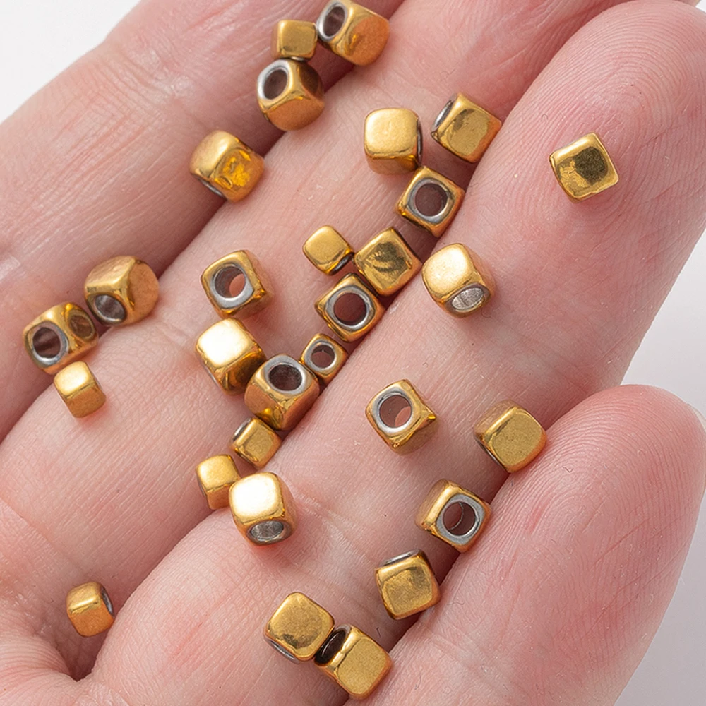 50 قطعة 2/3/4 مللي متر مطلية بالذهب الفولاذ المقاوم للصدأ مكعب خزر عازل المهر فضفاض ل سوار ذاتي الصنع قلادة صنع المجوهرات النتائج #1