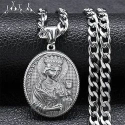 316 Stainless Steel Saint Barbara Medallion Necklace Silver Color Pendant Men Catholic Religion Necklaces Jewelry Santa Bárbara