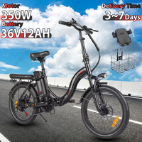 SAMEBIKE Electric Bike 350W Brushless Motor 36V12AH Lithium Battery Aluminum Alloy E-bike 20-inch Tire Folding Electric Bicycle