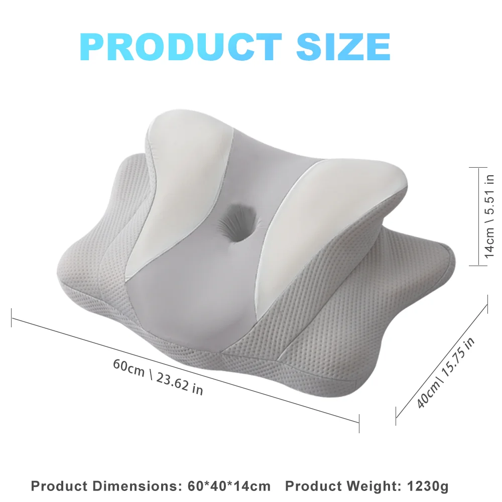 Pillow Ergonomic Cervical Pillow Memory Foam Pillow Neck Pain Relief Comes Ice Silk Pillowcase Adjustable For Back Side Sleepers