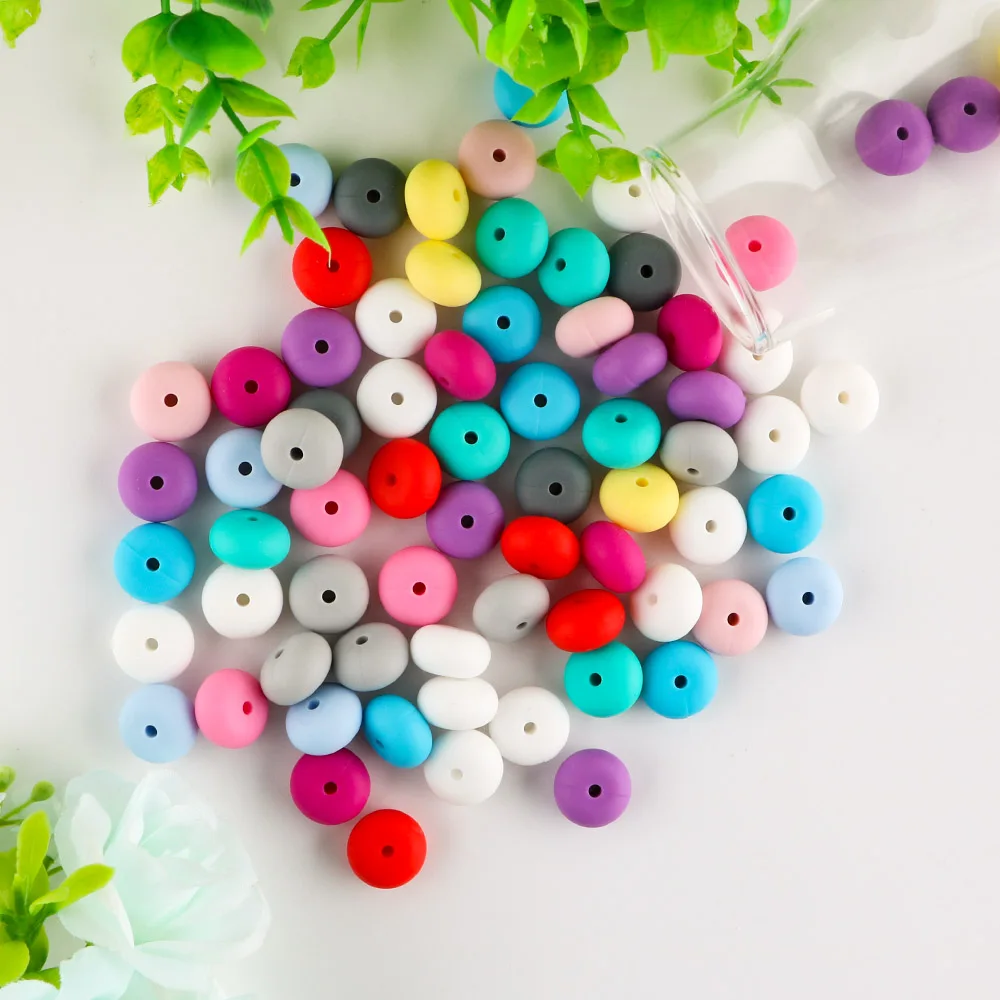 30-50Pcs 9/12/14/15mm Round Silicone Beads For Jewelry Making Lentils Hexagon Beads DIY Necklace Bracelet Jewelry Accessories