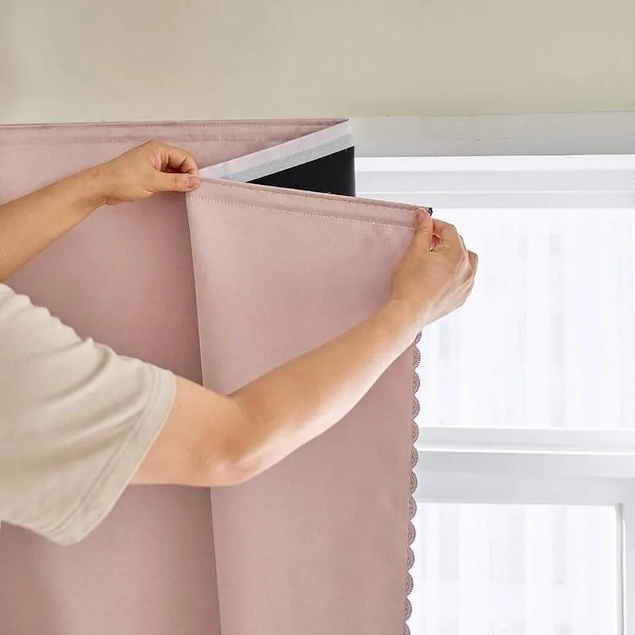 1pc Self Adhesive 100% Blackout Curtains, Simple & Easy To Install, Bedroom Window Thermal Insulated, Kitchen Room Darkening
