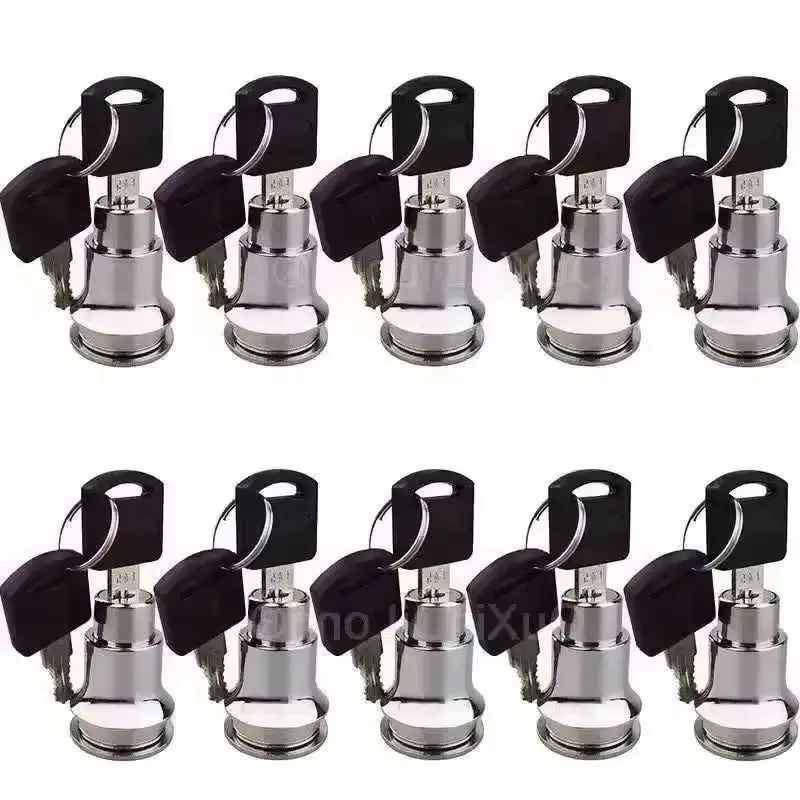 Chromed 10PCS Zinc Alloy Glass Cabinet Locks Showcase Jewelry Display Cabinet Door Locks+Keys for 5~8mm Glass (Keys Alike)