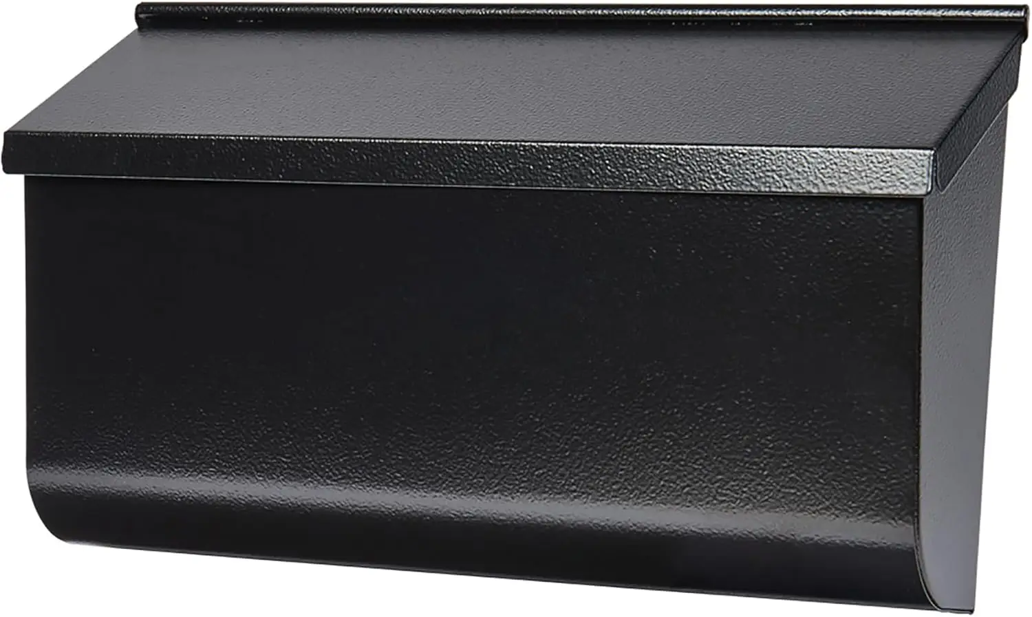 

Настенный почтовый ящик для улицы, устойчивый к ржавчине, из оцинкованной стали, средний размер, текстурированный черный, современный настенный почтовый ящик