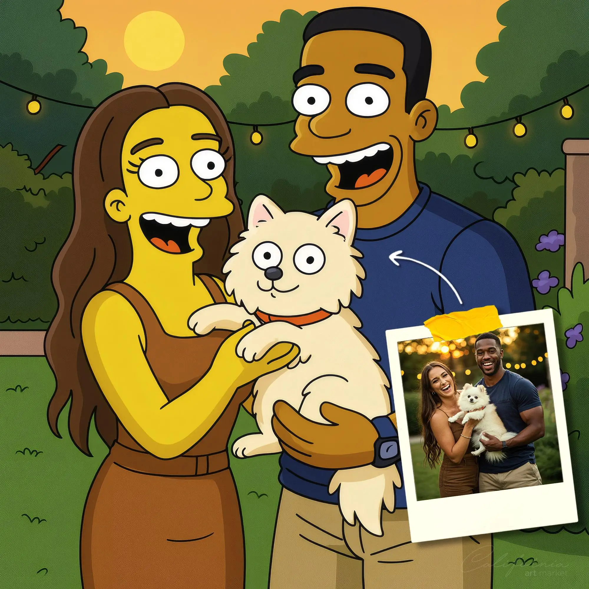 Custom Personalized Yellow Cartoon Poster Turn You Yellow Family Couple Portrait Custom Cartoon Artwork  Family Gift Idea