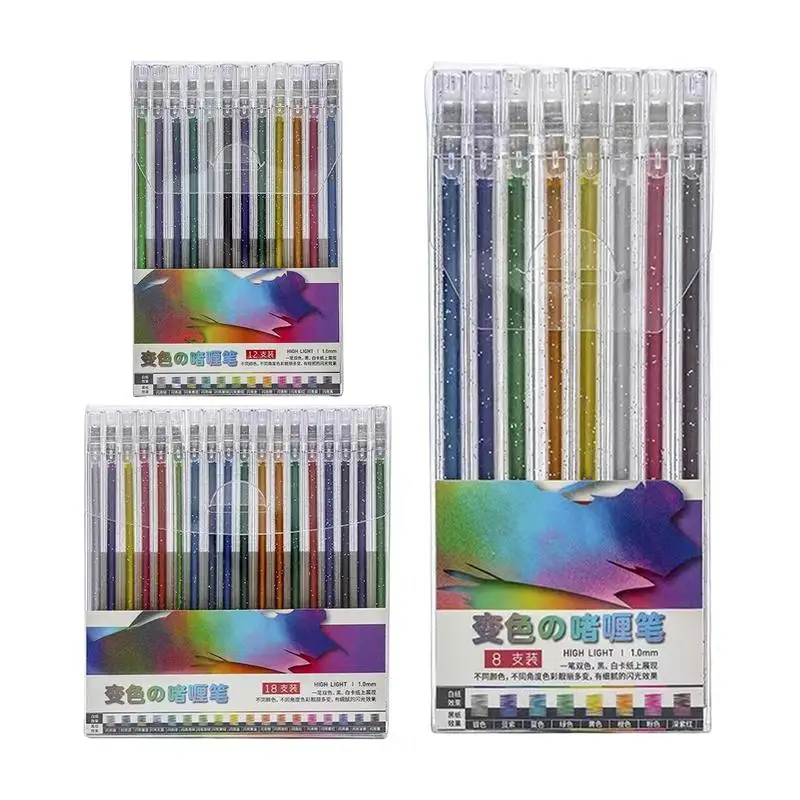 Colorful Gel Pen Set Colored Gel Markers Sparkle Pen Set Glitter Colouring Gel Pen For Doodling Drawing Crafting School Projects