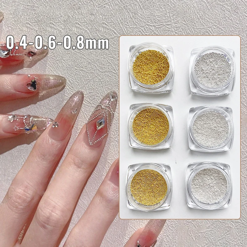 Mini Bola de Aço para Nail Art, Metal Micro Caviars Strass Jóias, Acessórios de Manicure, Ornamentos DIY, 0.4mm-1.5mm