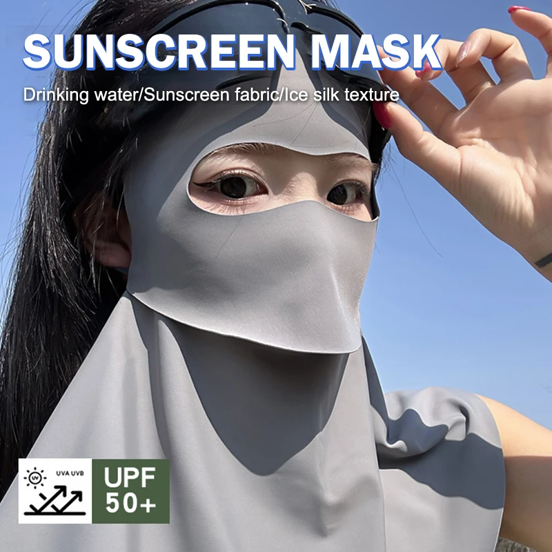 غطاء وجه للحماية من الأشعة فوق البنفسجية من الحرير الجليدي الصيفي - قناع ركوب الدراجات بالطاقة الشمسية للرجال والدراجات وقناع مقاوم للشمس