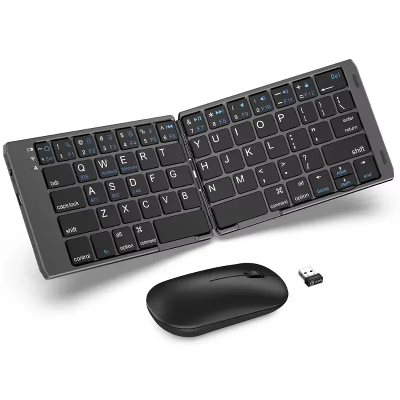 Portable 2.4G Wireless BT usb-c Foldable Keyboard Mouse Combination Mini Rechargeable Portable Folding Wireless