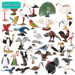 Simulation Bird Animal Flamingos Parrot Sea Mew Peacock Owl Ostrich Model Action Figures Miniature Educational toys for children