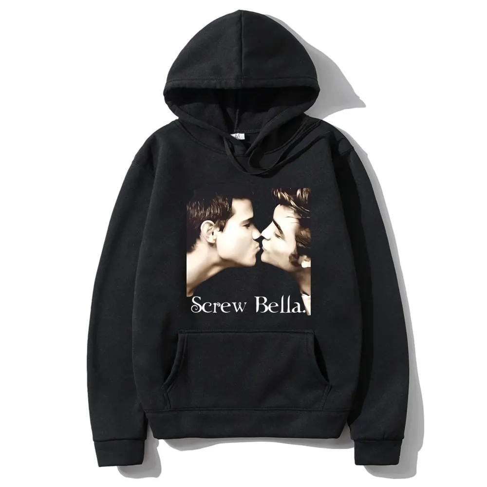 Movie Series Twilight Jacob Black and Edward Cullen Screw Bella Funny Meme Hoodie Men Women Casual Cotton Oversized Sweatshirt