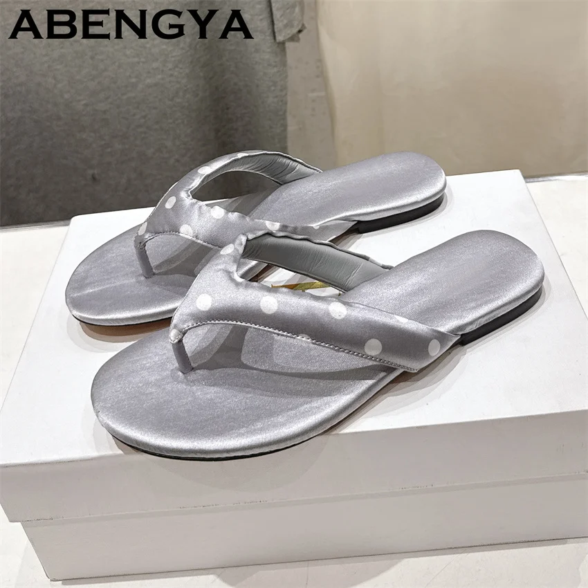 

Summer Polka Dot Flip Flops Slippers Women Pattern Round Peep Toe Fashion Flat Slippers Female Sexy Casual Mules Shoes Woman