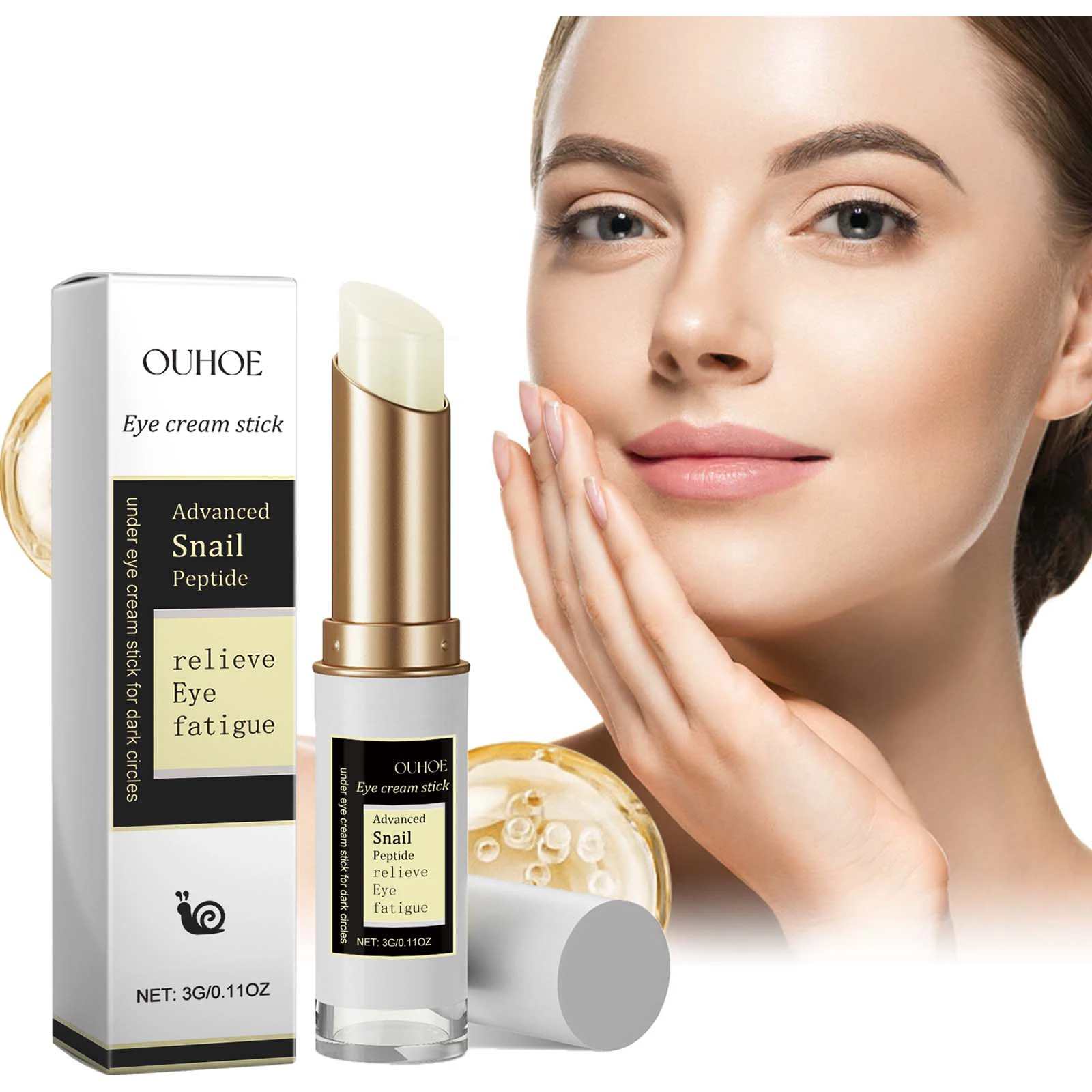 Crema en Barra para el Contorno de Ojos con Baba de Caracol Antiarrugas, Reduce las Líneas Finas y Arrugas, Reafirma el Área de los Ojos, Reduce la Hinchazón, Nutre la Piel Alrededor de los Ojos