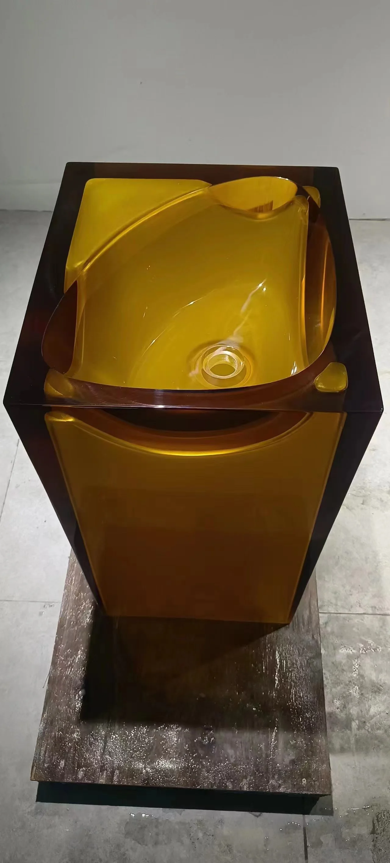 Bathroom Acrylic Freestanding Pedestal Wash Basin Floor Mounted Vanity Hand Vessel Sink RS3036