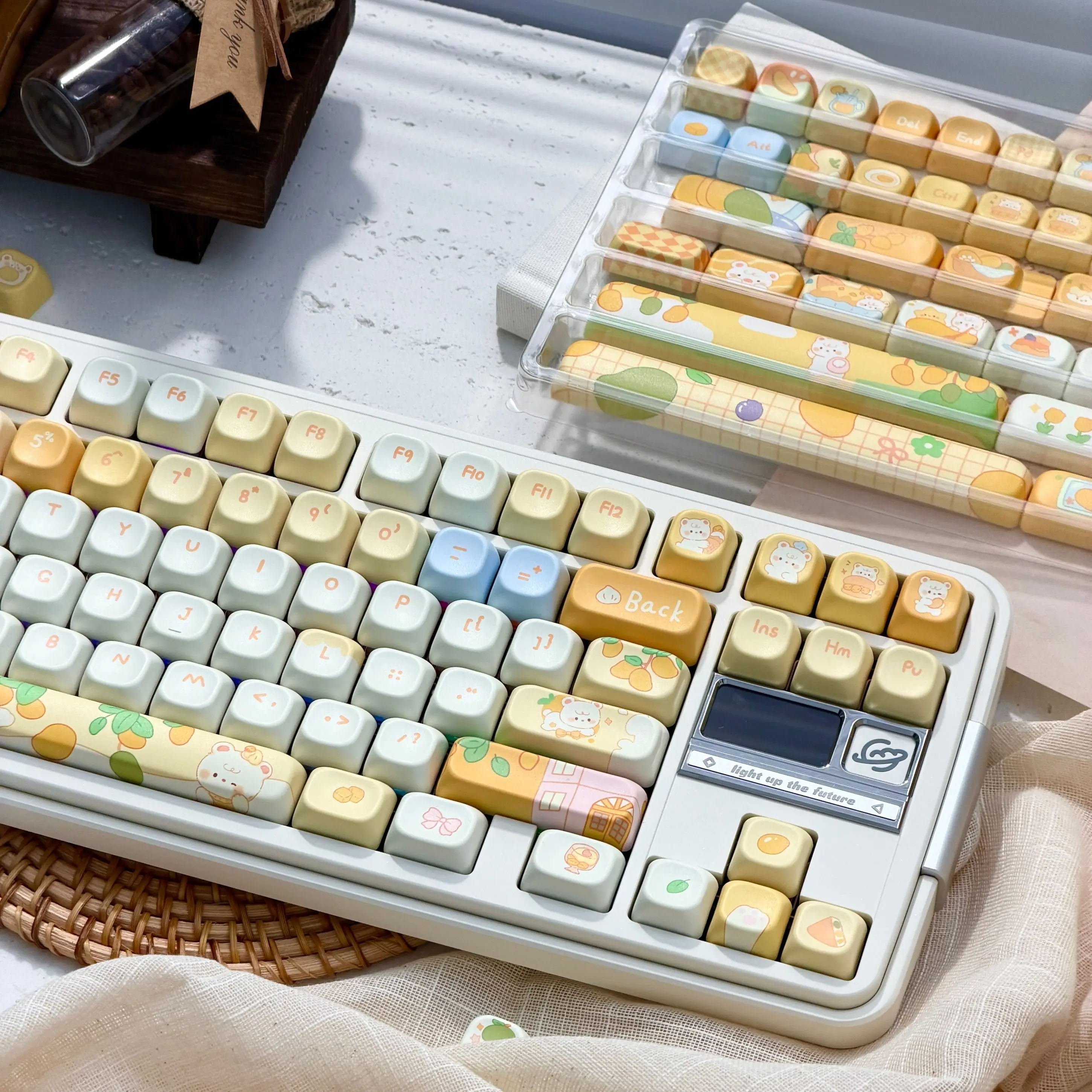 MAIMOOO Mango Yogurt Keycap FOA Cherry Profile PBT Custom Cartoon Cute Bear Orange Yellow Fruit Keycaps for Mechanical Keyboard