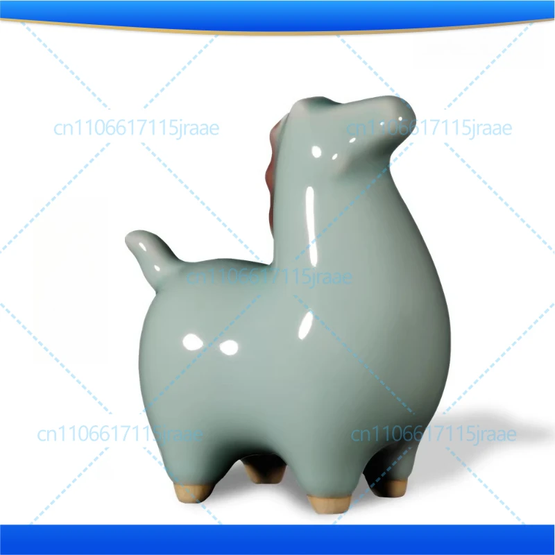 

Green Jun porcelain Xiao Tang Ma, handmade Jun porcelain ornament