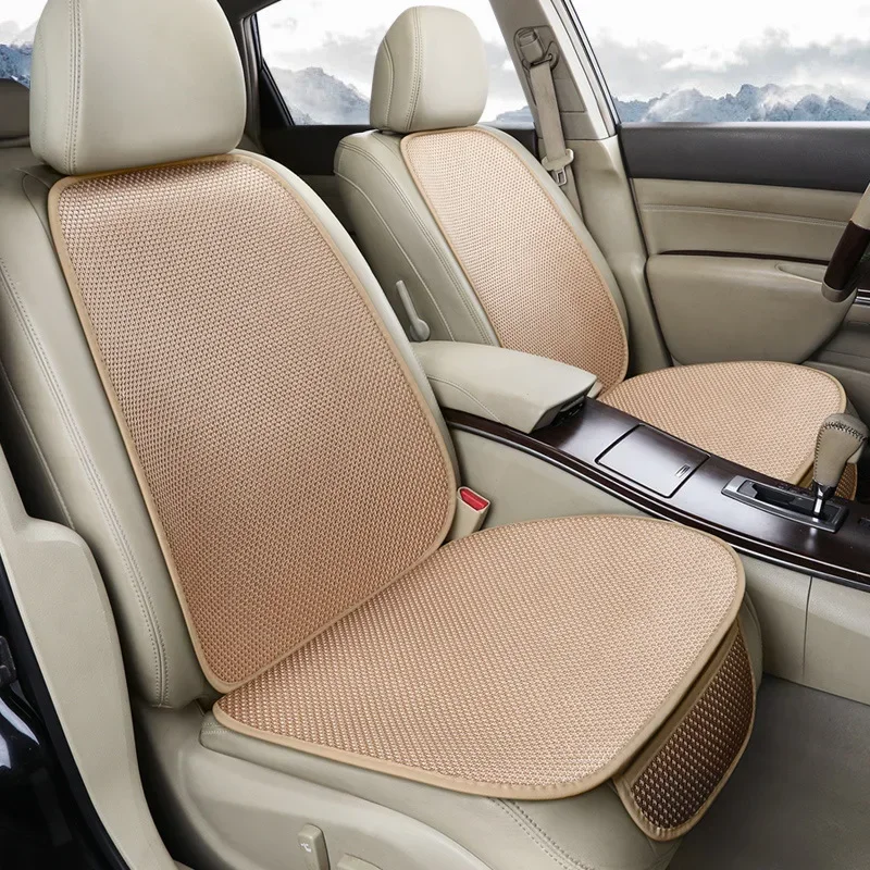 Summer Cool Ice Silk Car Cushion Seat Covers Universal Interior Non Slip Breathable Front Rear Cushion With Backrest