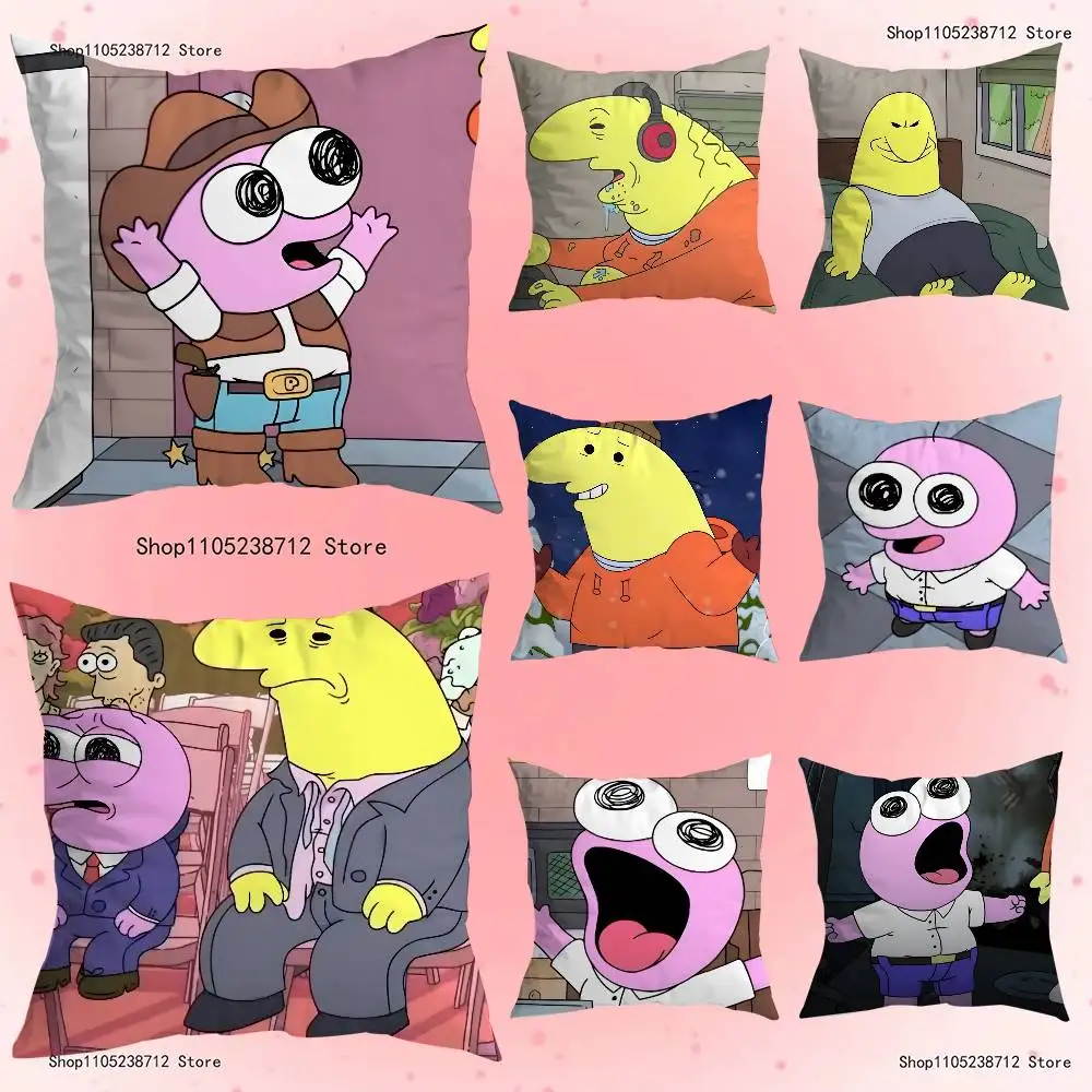 

S-Smiling Friends Pim Enamel Anime Pillow Case Anti-dustmite Pillowcase Invisible zipper silky short plush Sofa cushion cover