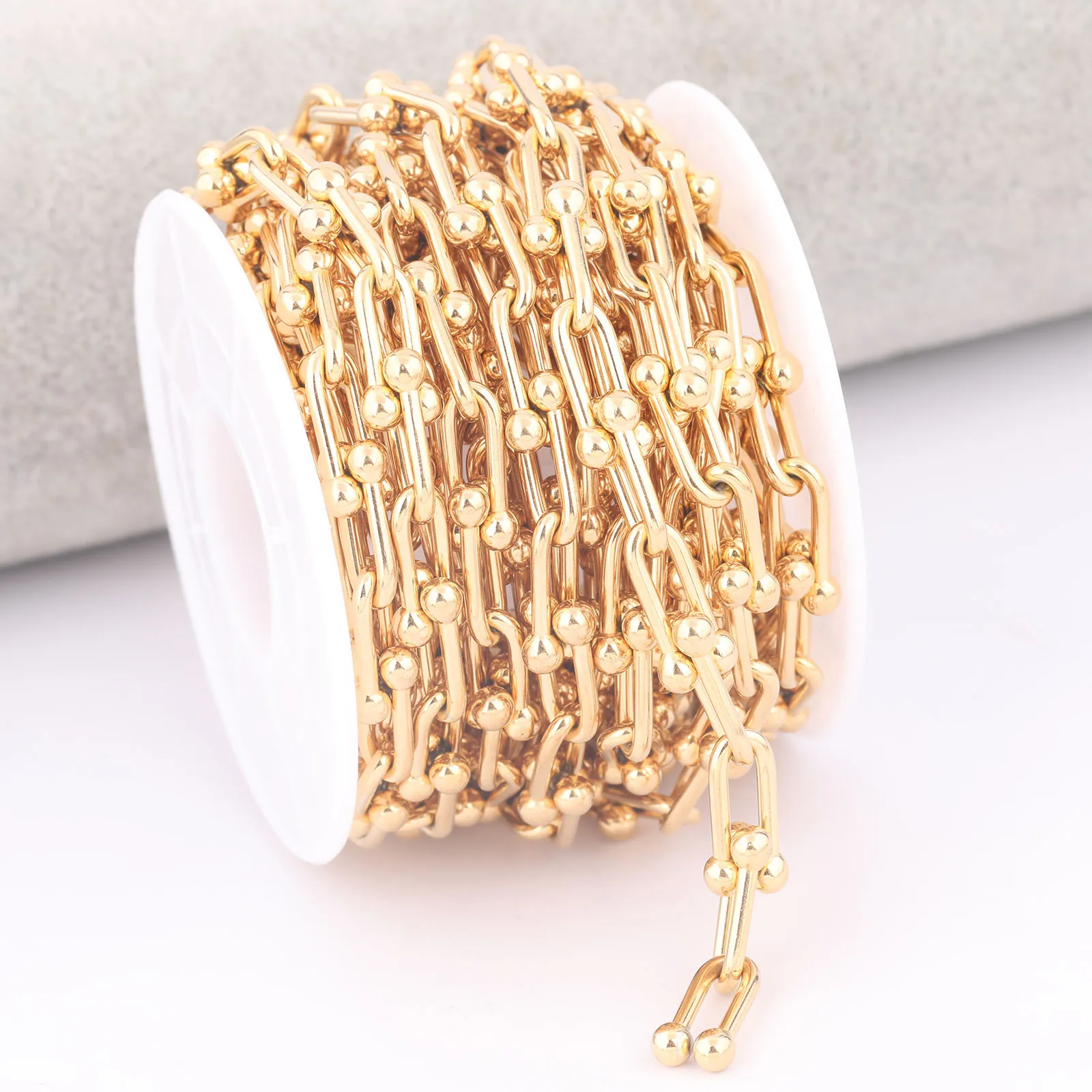 

1-метровый позолоченный браслет из нержавеющей стали U-образная цепочка для изготовления ювелирных изделий, кулон, ожерелье, аксессуары