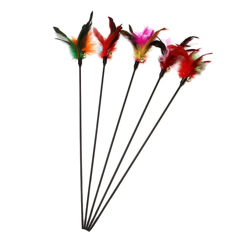 Cat toy with feather toy, colorful 50cm cat toys, colorful supplies interactive cat toy  hierba gatera bola de pared  pet